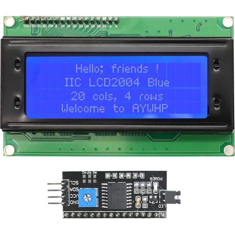 Module d'affichage LCD 20 x 4 2004, modules LCD 2004, DC 5 V Module d'affichage LCD avec TWI IIC I2C Serial (bleu/2004) (1/5)