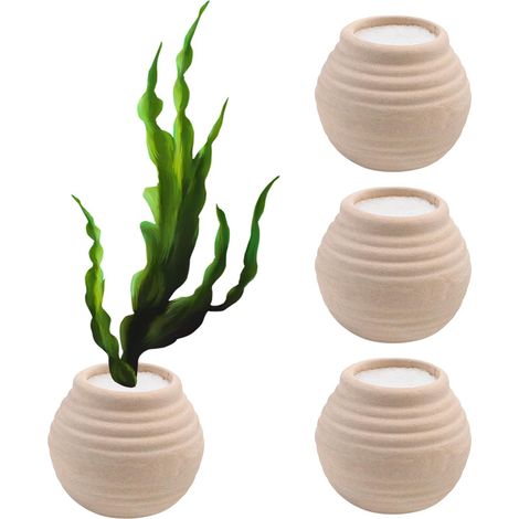 4 mini pots céramique fixation plantes aquatiques éponge décoration 4x4,5 cm blanc (1/4)