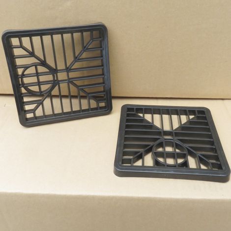 Grille d'évacuation carrée en plastique noir pour filtre à cheveux de douche, caniveau, entrée d'eau de pluie. (1/5)