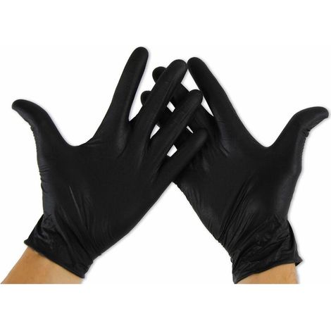 Gants Nitrile Taille L (100 unités), Gants Jetables Nitrile, Gants Nitrile Noir, Gants Jetables Noir, Gants en Nitrile (SANS LATEX), (1/5)