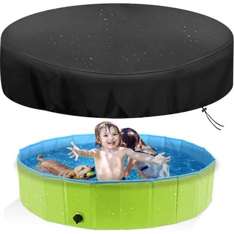 Bache Piscine pour Chien avec Bande élastique (Ø 80cm), Tissu Oxford 210D Indéchirable, Imperméable, Anti-Poussière et Anti-UV (ø 80cm) - ø 80cm (1/5)