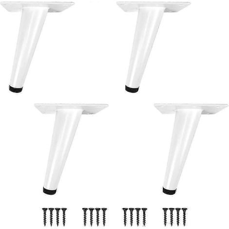 Ensemble de 4 pieds de table, pieds de meubles fuselés, pieds d'armoire inclinés/verticaux en acier inoxydable avec base silencieuse (hauteur 10 cm (4) en laiton vertical) (1/5)