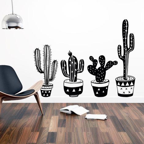 Stickers muraux Sticker Mural Autocollant - BOHÈME 4 CACTUS MEXICAIN - adhésifs fond transparent - 30x30cm (1/5)