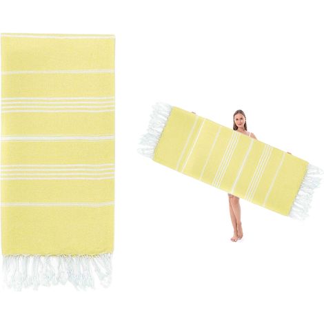 1 serviette de plage turque, 90 x 180 cm, 100 % coton, anti-sable, séchage rapide, polyvalente pour voyage, plage, yoga et piscine (1/5)
