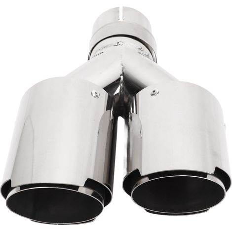 Embout échappement double sortie en Y 63mm entrée 89mm sortie acier inox 304 poli miroir universel voiture (1/5)