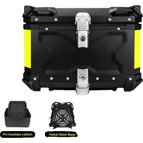 Bauletto per moto, impermeabile, in alluminio resistente, 65 litri, colore nero. (1/2)
