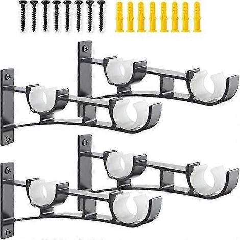 Draperie Tringle Supports Support De Tringle Rideaux En Métal Robuste, Double Barre Rideaux Supports De Fixation Au Plafond, Supports Pour Barr (1/5)