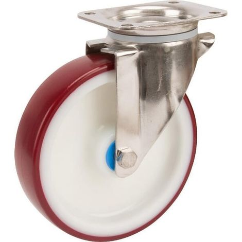 Roulettes pivotantes en acier inoxydable à bandage en matière synthétique TENTE 8470UAD125P62 (1/4)