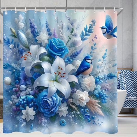 Duschvorhang 240x200 Polyester Blauer Vogel 240 x 200 cm (1/5)