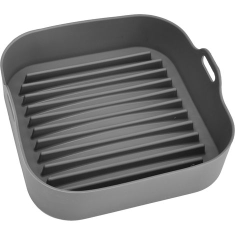 Panier Silicone Carré Multifonction pour Friteuse 10 Pouces, Accessoire de Remplacement Gris (1/5)