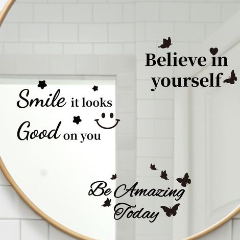 4 Styles Citation positive Miroir Décalcomanies Be Amazing Today Miroir Autocollant Dictons Chaleureux Stickers Muraux Pour Femme Dressing Fenêtre Verre Art Déco (1/5)