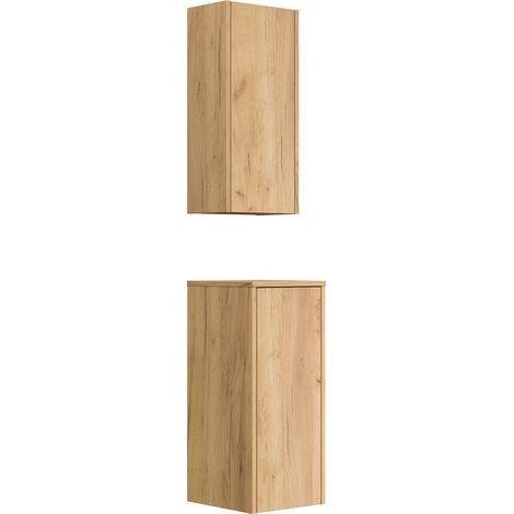 Badschrank 2er Set Taifun zur Wandmontage eiche gold