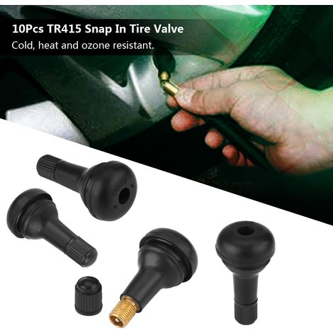 10 Pièces Valve Pneu Auto TR415 Tige Métal Enfoncement Caoutchouc Court Accessoire Roue (1/5)