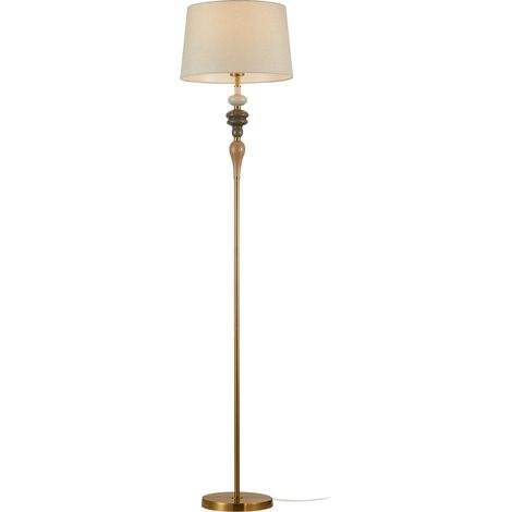 Lampada da terra Italux Moren bronzo E27, paralume albicocca (1/2)