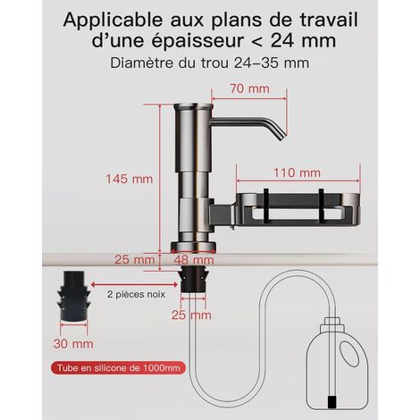 Dispenser per detersivo per piatti, dispenser per detersivo con porta spugna, pompa rotante a 360° con tubo di prolunga da 1 m, dispenser per sapone da cucina ad alta aspirazione