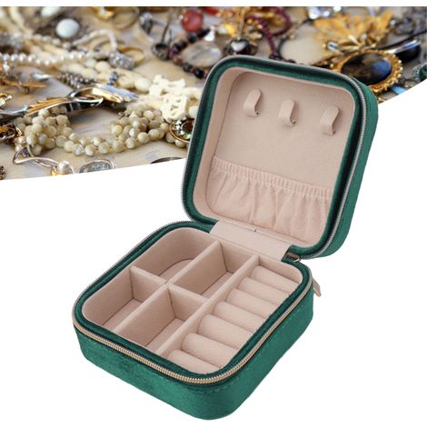 Mini boîte à bijoux de voyage, boucles d'oreilles, bagues, boîte à bijoux zippée, boîte de rangement à bijoux multifonctionnelle portable à double couche, style 5. (1/5)
