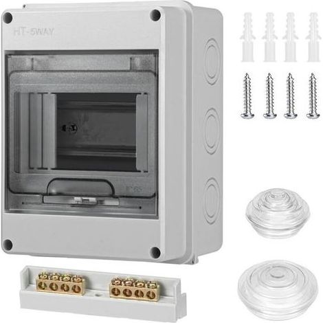 Coffret électrique étanche IP65 – 1 rangée pour 5 modules – Montage mural en saillie – Conforme pièces humides – Pour installations extérieures (1/5)