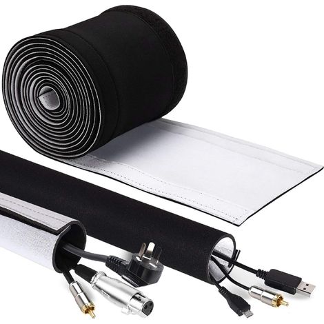 Gaines De Câbles Électriques 3M, Manchon de Câble, Gestion de Câbles Protection du Cache-Câbles pour Câbles Télé/Ordinateur/USB/Audio/Vidéo- 4m/13ft Noir