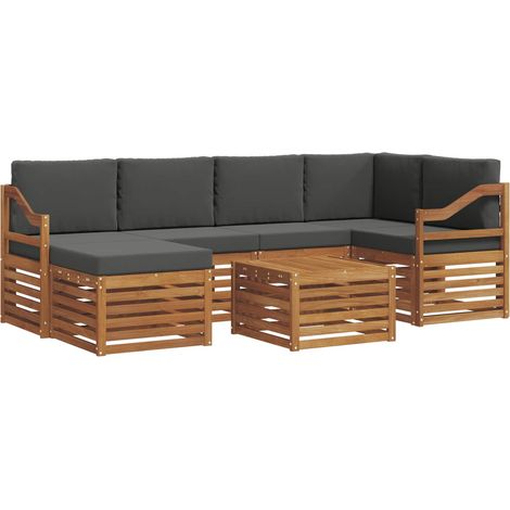Set divano sezionale con cuscino 7 pcs Naturale e Antracite vidaXL