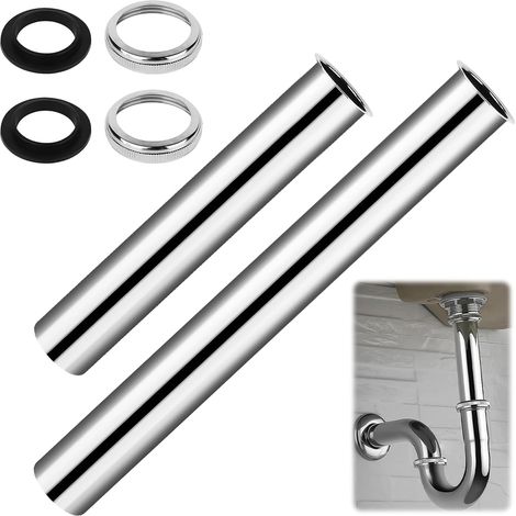 2 Pièces Rallonge Tube Plongeur Siphon, 200mm/300mm Tube Plongeur Universel pour Siphon avec Rondelle D'étanchéité et Écrou pour Évier de Cuisine (1/5)