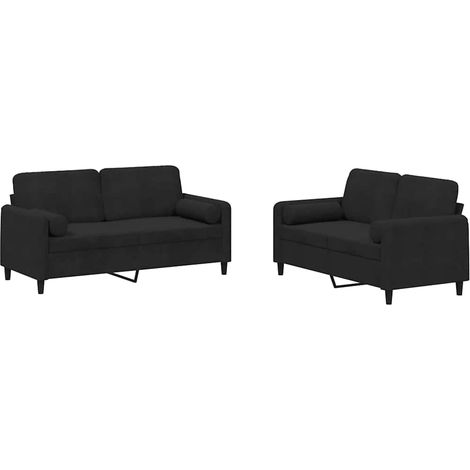 Maison Exclusive - Ensemble de canapés 2 pcs avec coussins noir velours (1/5)