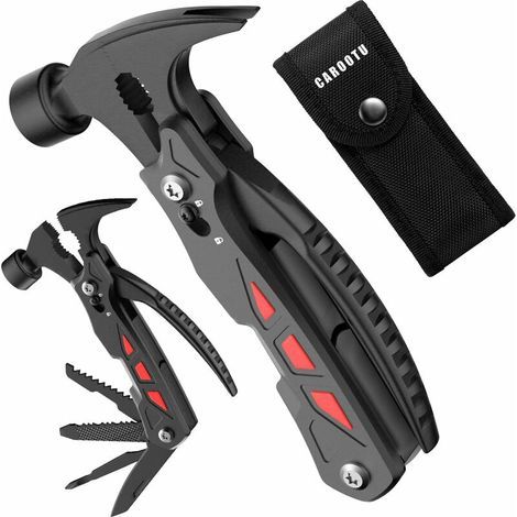 pair ools Multifonctions, 12 en 2 Pince et Marteau Multifonctions, Outil Multitools de Poche avec Tournevis Décapsuleur, pour Randonnée Camping-noir (1/5)