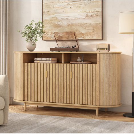 Madia a 3 ante 140 x 40 x 78 cm in MDF e truciolare naturale HAVRYA (1/5)