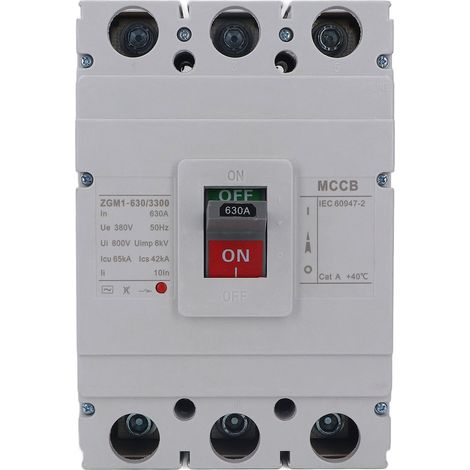 Disjoncteur 3P 630A 380VAC, protection surcharge, ignifuge PC, coupure de circuit tripolaire, interrupteur automatique anti-surchauffe (1/5)