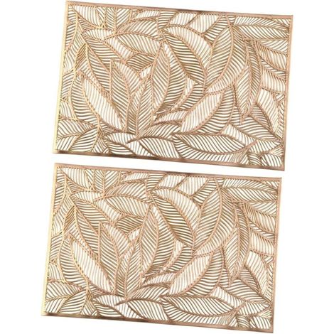 2 pièces Set de Table PVC Rigide Doré Tapis de Table Épais et Résistant Chaleur Décor Creux pour Cuisine Lavable et Protection Taches Élégante (1/5)