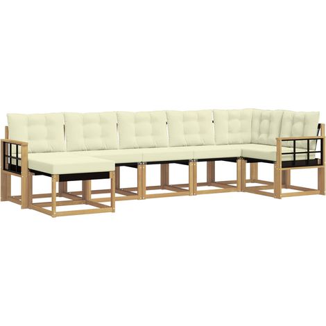 Outdoor-Sofagarnitur 7 stk. 7-Sitzer Weiß und Creme vidaXL (1/5)