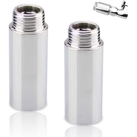 Lot de 2 rallonges de robinet 1/2" x 100 mm, 1/2" IG x 1/2" AG G1/2", rallonge filetée DN15, rallonge de pommeau de douche, valves d'angle (1/5)