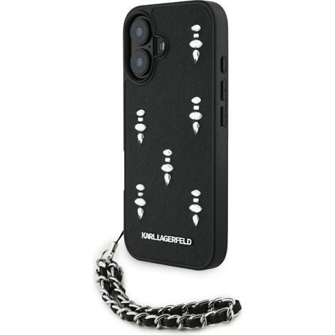 Étui Karl Lagerfeld en cristal Saffiano avec chaînette pour iPhone 16 Noir (1/5)
