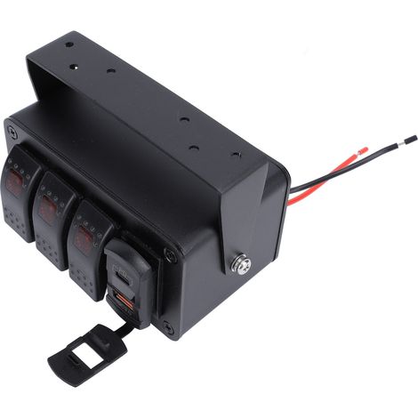 Panneau d'interrupteurs à bascule à 3 gangs DC12-24 V marche/arrêt avec voltmètre de chargeur USB PD Type C et QC3.0 pour voiture camions bateaux RV lumière rouge