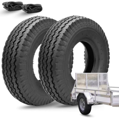 2 Pneumatici 4.80/4.00-8 + Camere D'Aria Rinforzati 4PR Gomme Copertoni per Ruote Carrello Rimorchio da Barca