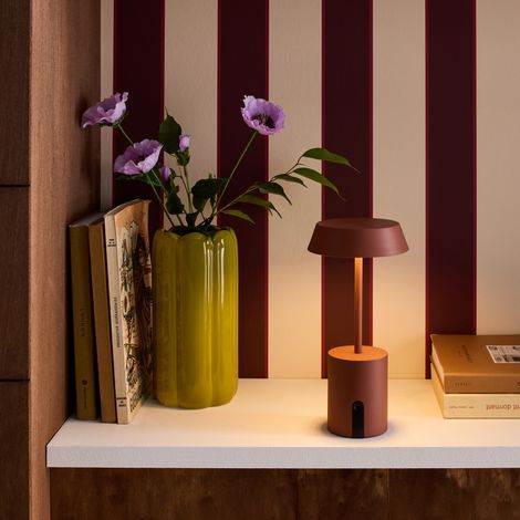 Lampe de table intérieur/extérieur LED métal Ø10.8cm terracotta - Nala (1/5)