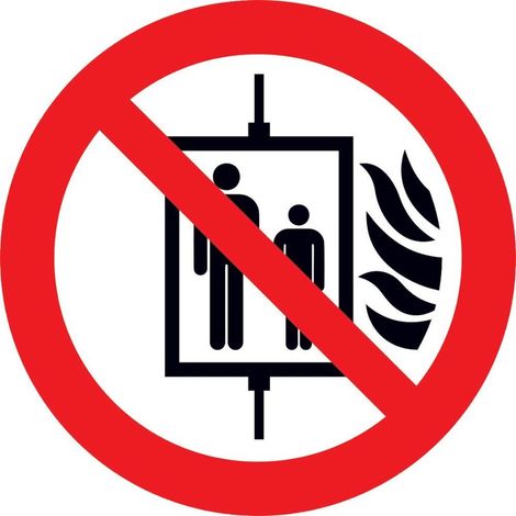 SafetyMarking Verbotsschild Folie D100 mm Aufzug im Brandfall nicht benutzen (1/3)