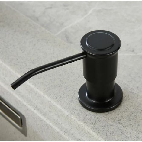 Dispenser di sapone integrato, dispenser di sapone per lavello da cucina, dispenser di sapone integrato con bottiglia da 500 ml e set di tubi di prolunga da 1,0 m, ricarica dall'alto, nero