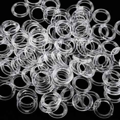 100 Anneaux Transparents pour Stores Romains,13 mm Anneaux O-Rings en Plastique pour Stores Romains Anneaux pour Rideaux de Fenêtre (1/4)