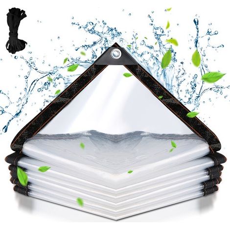 Telone trasparente 300 x 500 cm, telo protettivo impermeabile 110 g/m², con occhielli e corda, telo protettivo, telo impermeabile per coprire mobili da giardino (1/5)