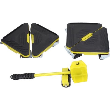Lot de 5 roulettes universelles de déménagement pour meubles, 300kg, jaune, pour canapé table armoire (1/5)