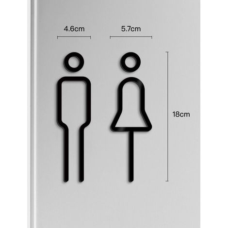 Plaque de signalisation murale en métal homme femme plaque de porte de toilette étiquette de salle de lavage panneau de signalisation Wc - Plaques signes argent (1/4)