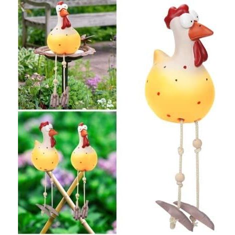 Décoration de jardin en forme de poulet - 14x8x8  cm - Statue de clôture - Poules - Décoration de jardin - En céramique - Sculpture intéressante - Cadeau de cour - Décoration de jardin