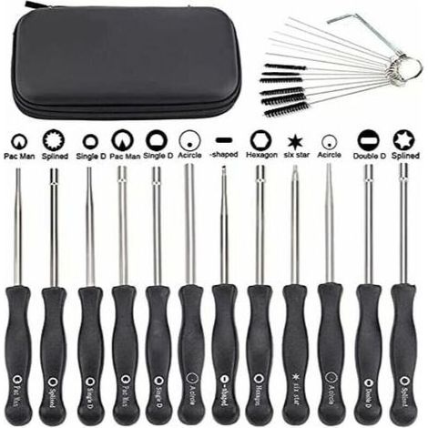 Lot de 12 tournevis pour ajuster les carburateurs des petits moteurs Echo et STIHL, avec brosse et kit d'outils de nettoyage. (1/4)