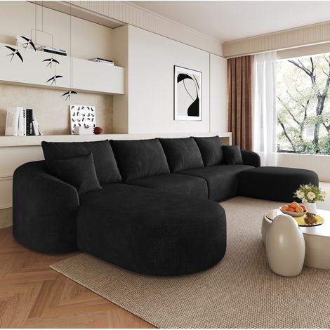 Modulares U-Ecksofa 336 x 168 x 85 cm aus schwarzem Stoff HAVRYA (1/5)