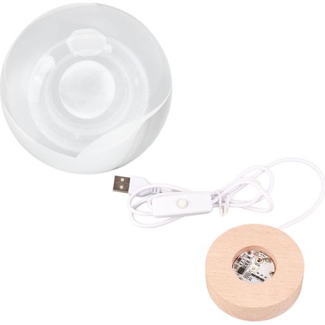 de nuit Saturne 3D en cristal veilleuse LED en bois sculpté