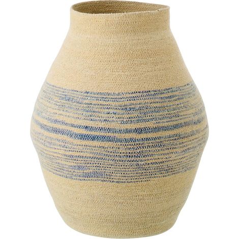 Panier Déco en Jonc "Galene" 50cm Naturel & Bleu (1/2)