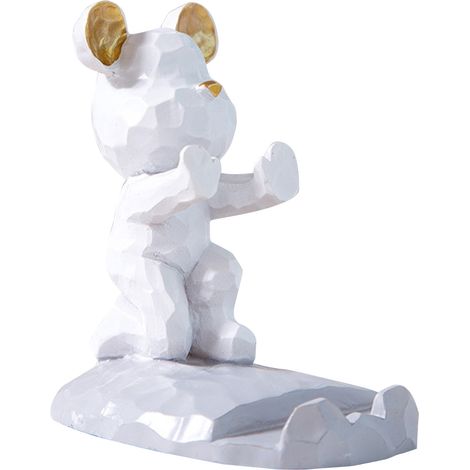 Support de téléphone/tablette Ours mignon, support de bureau, support pour téléphone/tablette Ours violent, blanc (1/5)
