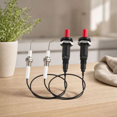 Allumeur Piézoélectrique Lot de 2 en Céramique et Métal pour Barbecue Gaz et Cuisinière 30cm (1/5)