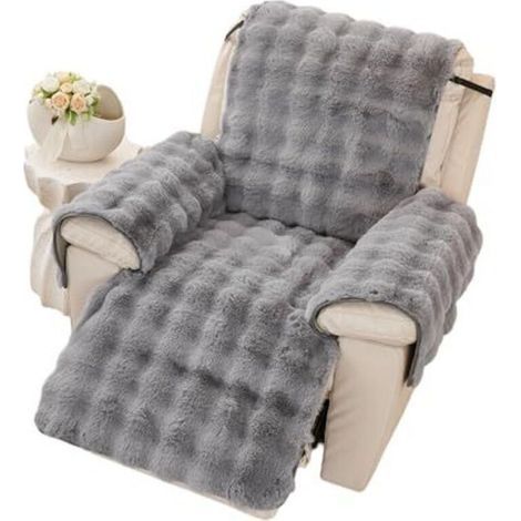 Housse de fauteuil en peluche douce, coussin de fauteuil, housses d'accoudoirs, nouvelle housse de fauteuil antidérapante, housse de fauteuil inclinable en fausse fourrure moelleuse ( (1/4)