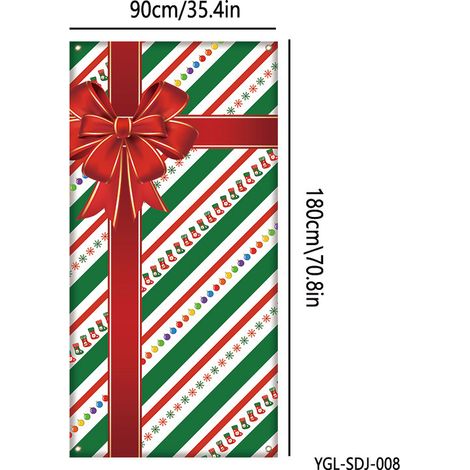 Nouvelle décoration de porte de Noël, décoration de fête, mise en scène, décor photo, banderole de Noël extérieure - 90 x 180 cm (perforée + ruban) - 24